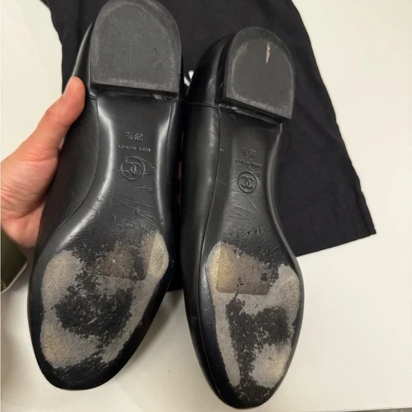 CHANEL Black Leather Ballet Loafers /Size:39.5 - Picture 4 of 8